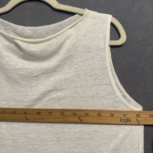 Dusan 100% Linen Sleeveless Tank Top Size L Quiet Luxury Minimalist Layering - Picture 5 of 6